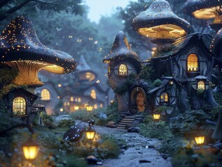 Whimsical Village BuiltGiant Vegetables - Dreamy Fantasy Art Image