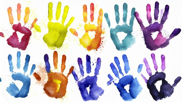 Whimsical Watercolor: Hand Prints Bursting with Color