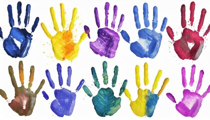 Palette Play: Colorful Hand Prints Collection - obrazy, fototapety, plakaty