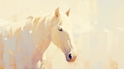 Quirky horse against a blank canvas of white - obrazy, fototapety, plakaty