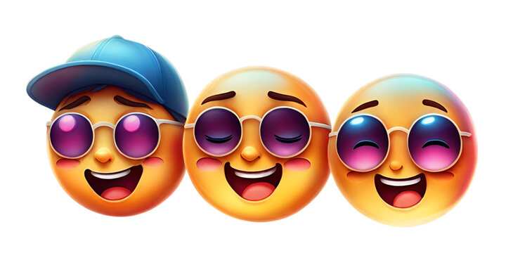 Three cool face emojies 