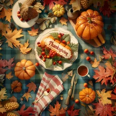 Foto op Plexiglas "Thanksgiving Blessings: A Feast for the Heart and Soul" © Chomchol