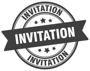 invitation stamp. invitation label on transparent background. round sign