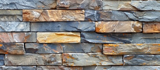 A close-up of a stone wall featuring a yellow stone