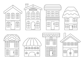 line 2 story house design on white background illustration vector
