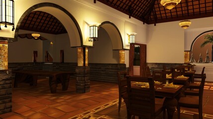 3D CG rendering of Hotel and restaurant. 3D CG rendering.