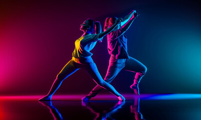 Rhythmic Fusion: Dancers in a Spectrum of Light