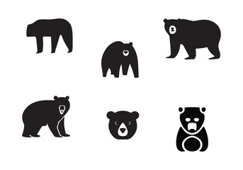 Minimal style Bear Black icon illustration design