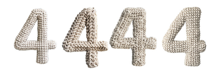 Pack of a alphabet number 4 Letter on Transparent Background - Ai Generated - obrazy, fototapety, plakaty