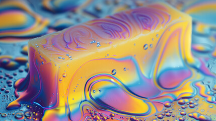 Thin-film Interference Iridescent Science Experiment Soap Colorful Texture Rainbow background Spectrum. - obrazy, fototapety, plakaty