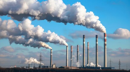 Billowing smoke from a factory chimney pollutes the air