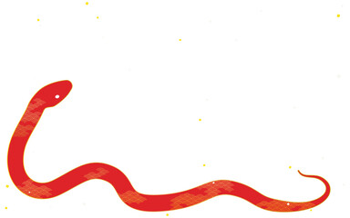和柄模様の赤蛇と金の紙吹雪