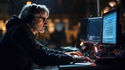 Fototapeta premium Film editors are processing, production processes for concept films.