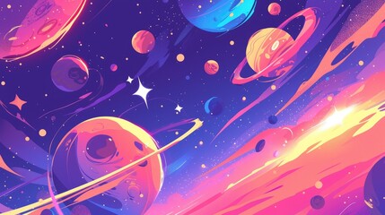 Vibrant Hand Drawn Space Background