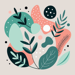 A combination of simplicity and sophistication: Scandinavian-style vector illustrations with abstract figures and natural motifs.
