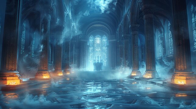 Lich king s throne, frozen hall, throne of ice scene, cold dominion, twilight chill, eternal reign