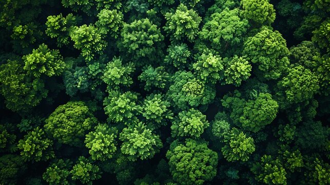 Drone view of afforestation for carbon capture, lush greenery, highlighting natural solutions