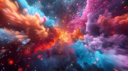 Craft a visually stunning 3D burst, bursting with vibrant colors and dynamic motion