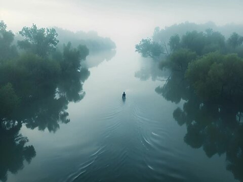 "Misty morning on the river"
