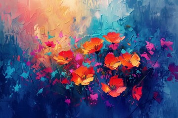 paint art abstract, liquid, flower, wave background