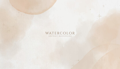 Abstract horizontal watercolor background. Neutral brown white colored empty space background illustration
