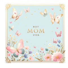 Butterflies and Best Mom Ever Pastel Design