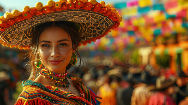 Woman in traditional Mexican attire.