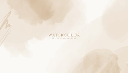 Abstract horizontal watercolor background. Neutral brown white colored empty space background illustration