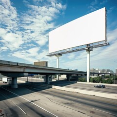 Obraz premium Empty Billboard Above Highway with Cityscape