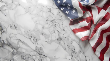 Elegant American Flag on Marble Surface - obrazy, fototapety, plakaty