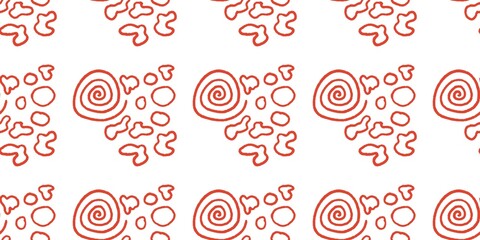Simple spiral animalistic geometrical seamless pattern summer spring red white