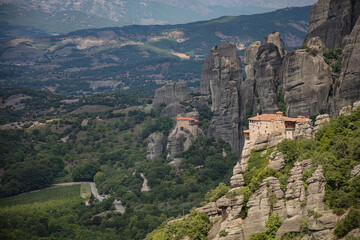 Fototapeta na wymiar Greek monasteries on the top of the mountain, Meteora