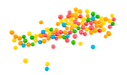 colorful sugar cake decoration balls, confetti background, isolated on a transparent background, overlay graphic element
