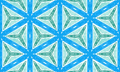 seamless pattern of rough geometric shapes in blue and green