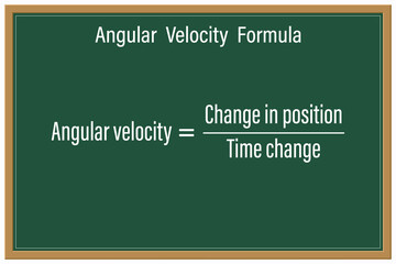 Angular Velocity Formula on a green chalkboard. Education. Science. Formula. Vector illustration.