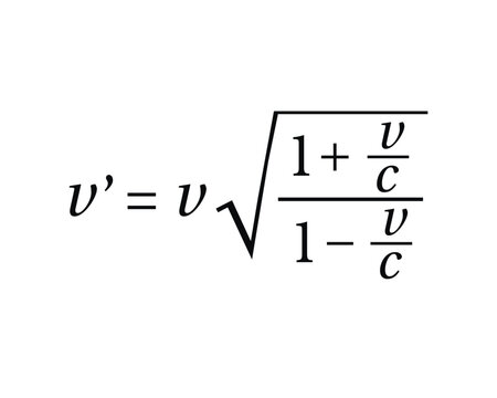 Relativistic Doppler Effect Formula  on the white background. Education. Science. School. Formula. Vector illustration.