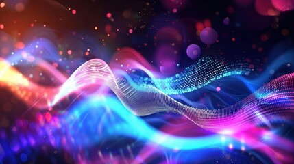 data flow wave background. Futuristic blue particle wave