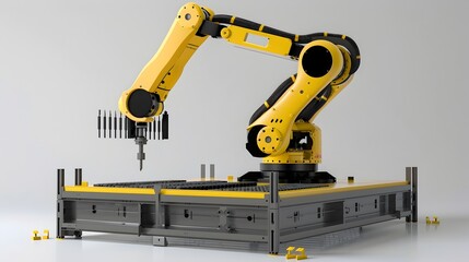 Industrial Robot in Action on Automated Production Line