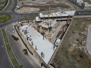 Aerial dron view from civil construction
