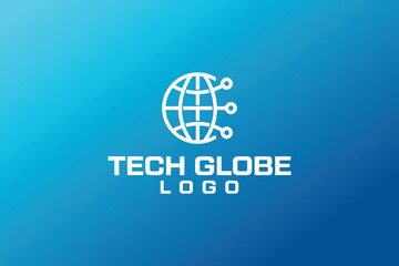 tech globe or global tech logo with tech lines and earth globe merged creatively vector