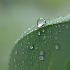 drops of dew on a leaf