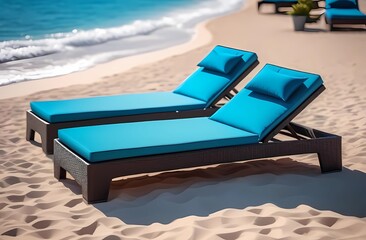 Sun loungers, vacation and travel