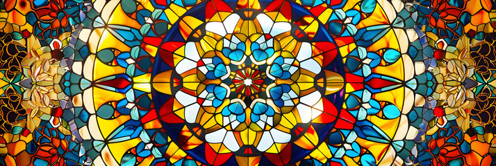  stained glass effect and primary colors.