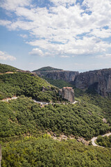 Fototapeta na wymiar Greek landscape with mountains and rocks, Meteora