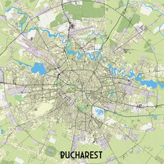 Vector City Map of Bucharest, Romania 