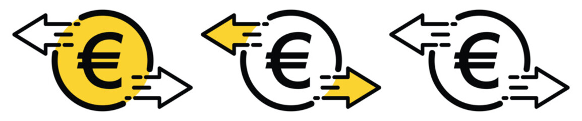 Obraz premium Money transfer icon. euro symbol design for mobile app, ui, web. vector illustration on transparent background.