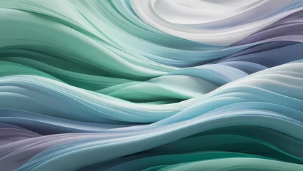 Foto op Plexiglas Arte que fluye con la tranquilidad: olas de color y textura sedosa en una ilustración azul que envuelve en una curva de paz y suavidad © Emanuel