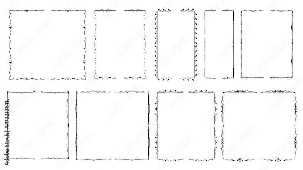 Poster set black simple line collection different doodle brackets, parentheses, braces elements vector desi