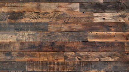 Envision the rich, dark wood texture, its background a tapestry of time-worn natural patterns. The surface of retro plank wood bears the marks of history, - obrazy, fototapety, plakaty