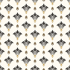 Black and white luxury vector seamless pattern. Ornament, Traditional, Ethnic, Arabic, Turkish, Indian motifs. Great for fabric and textile, wallpaper, packaging design or any desired idea.